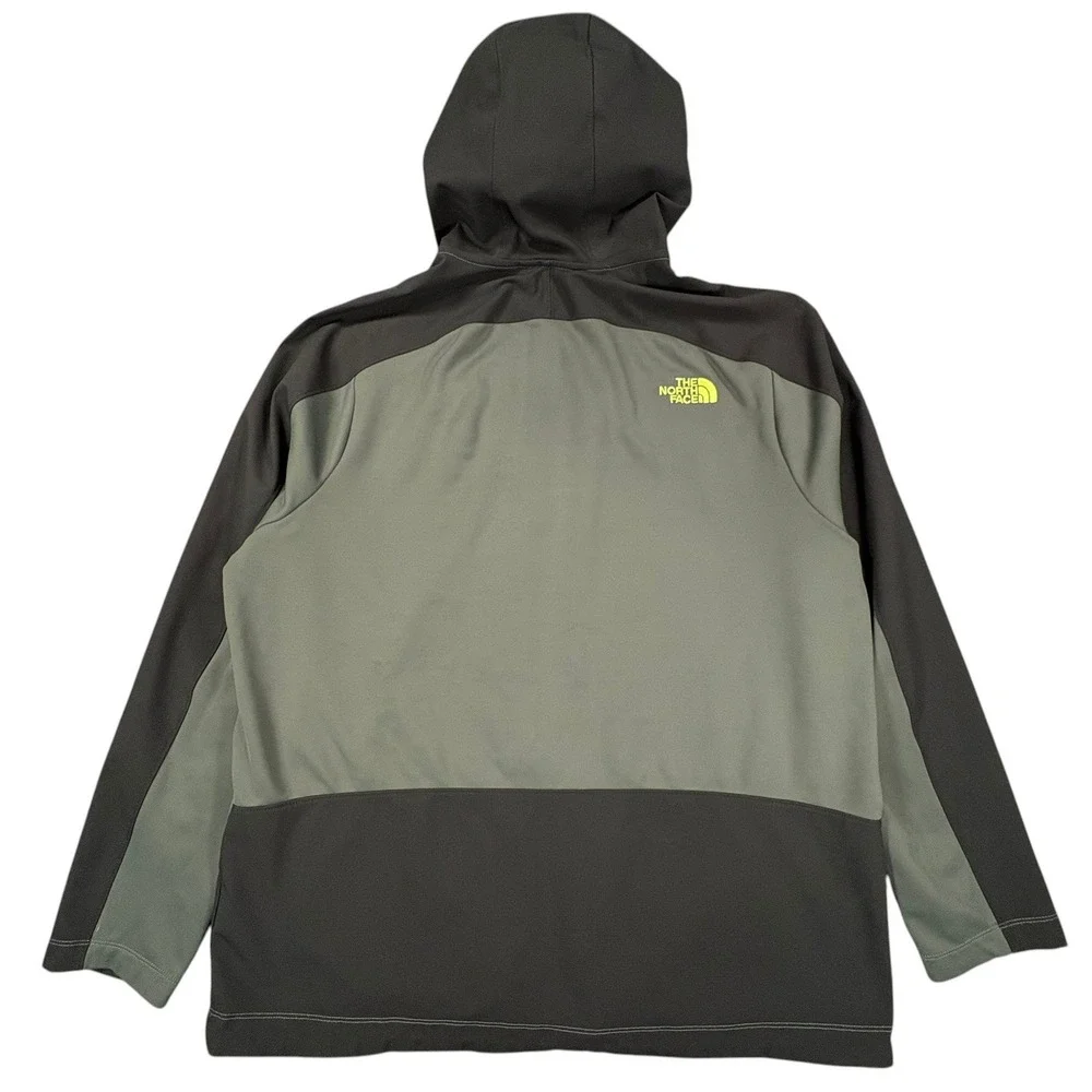 The North Face Fleece Hooded Jacket Mens XXL Green Black Softshell Full Zip